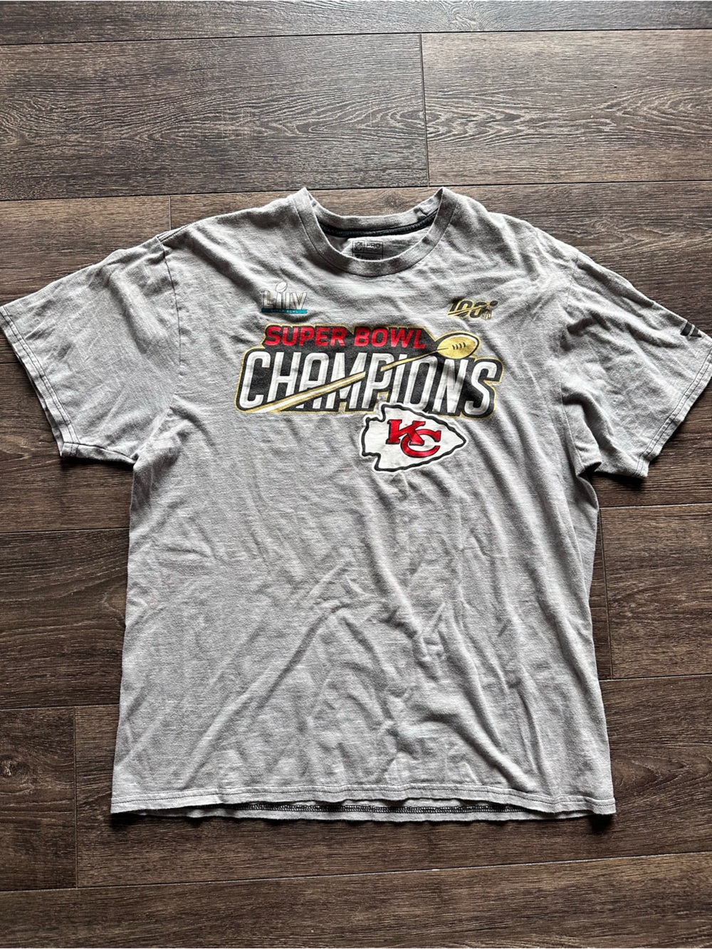 Fanatics Gray Kansas City Chiefs Super Bowl Champions Tee Size LG